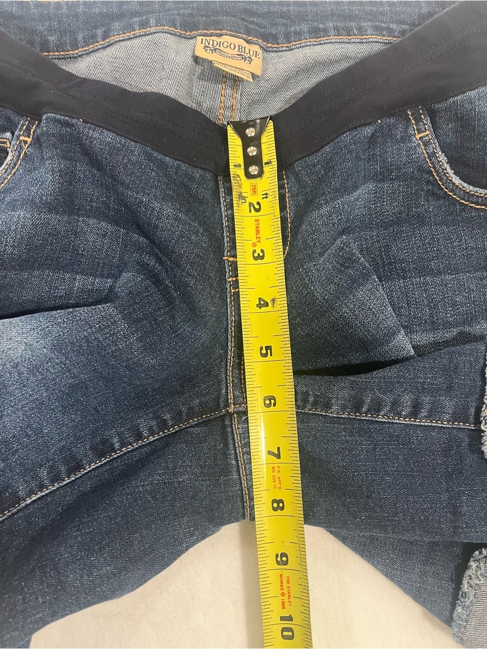 Indigo Blue Maternity Jean Shorts with Cuffed Hem - Size XS - Picture 6 of 8